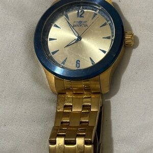 Invicta Gold Watch with Blue Bezel